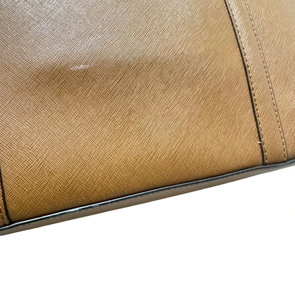Michael‎ Kors Saffiano Leather Tote Bag Womens Large Luggage Brown Zip